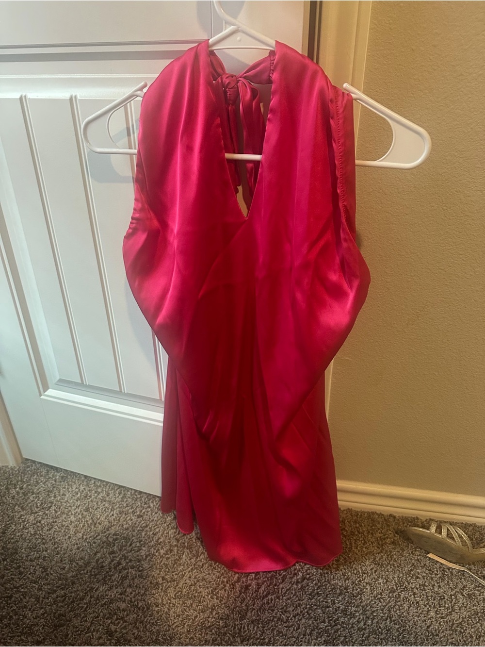 Hello Molly Hot Pink Satin Halter Dress